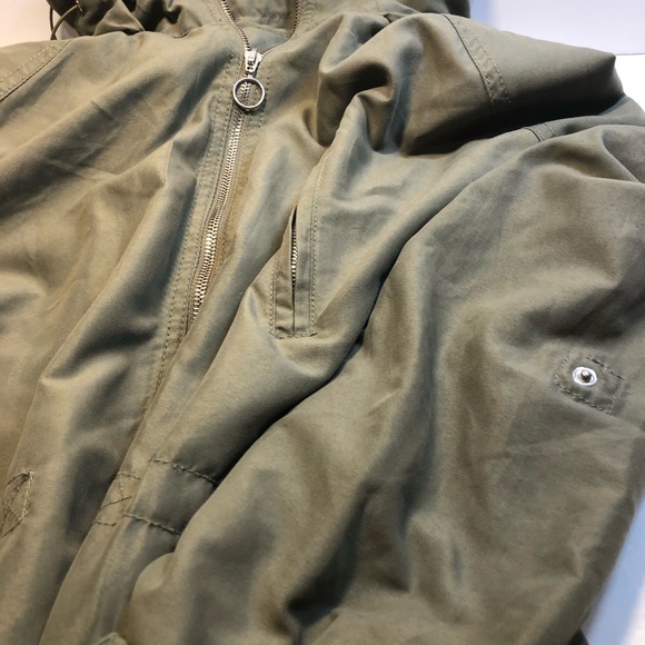 Streetwear Society Light weight Army Green Jacket Pockets Silver Accents Large - Picture 6 of 14